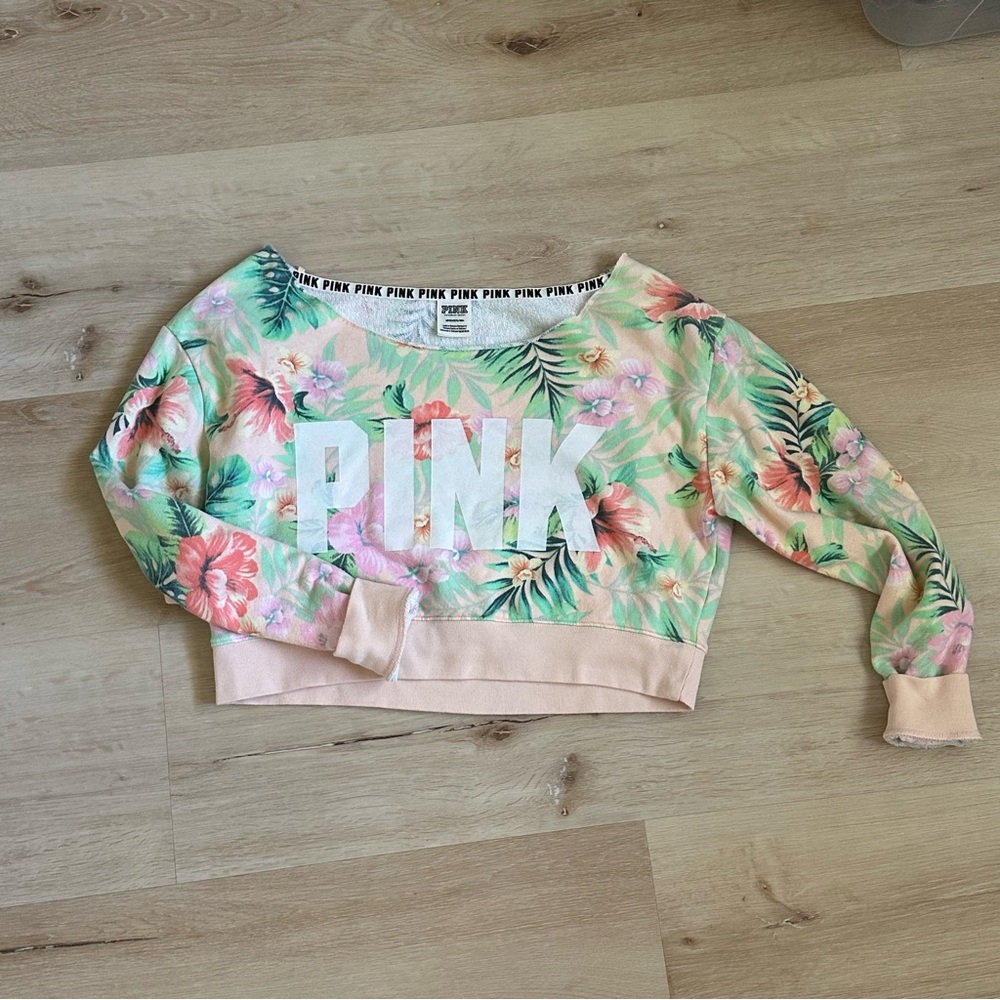 PINK Victoria's Secret Floral Off-the-Shoulder Sweater